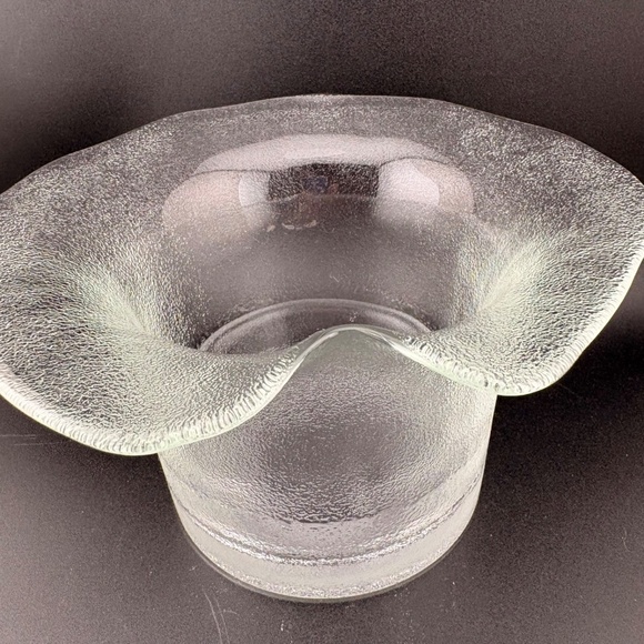 Pilgrim Glass Vintage Frosted Clear Crystal Art Glass Flower Candle Holder - Picture 2 of 6